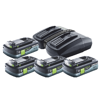 Festool Energie-Set SYS 18V 4x4,0/TCL 6 DUO 18 V + 4x Akkus 4,0 Ah + Ladegerät + Systainer (577104)-Beschreibung lesen