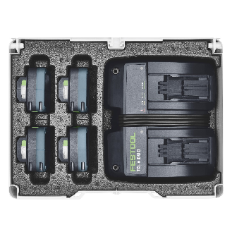 Festool Energie-Set SYS 18V 4x4,0/TCL 6 DUO 18 V + 4x Akkus 4,0 Ah + Ladegerät + Systainer (577104)-Beschreibung lesen