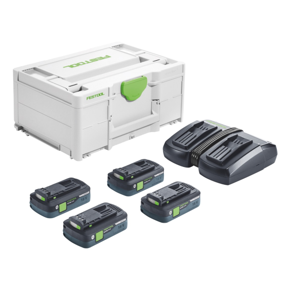 Festool Energie-Set SYS 18V 4x4,0/TCL 6 DUO 18 V + 4x Akkus 4,0 Ah + Ladegerät + Systainer (577104)-Beschreibung lesen