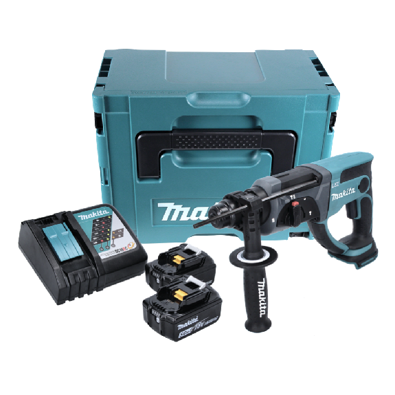 Makita DHR202RTJ Akku-Bohrhammer 18V 2J + Tiefenanschlag + 2x Akku 5Ah + Ladegerät + Koffer-Beschreibung lesen