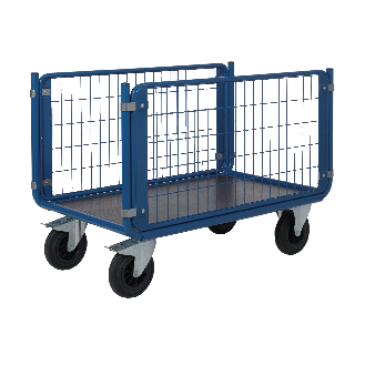 Chariot manutention 2 ridelles grillagées charge 500kg - 80 x 120 x 100cm-Lire la description
