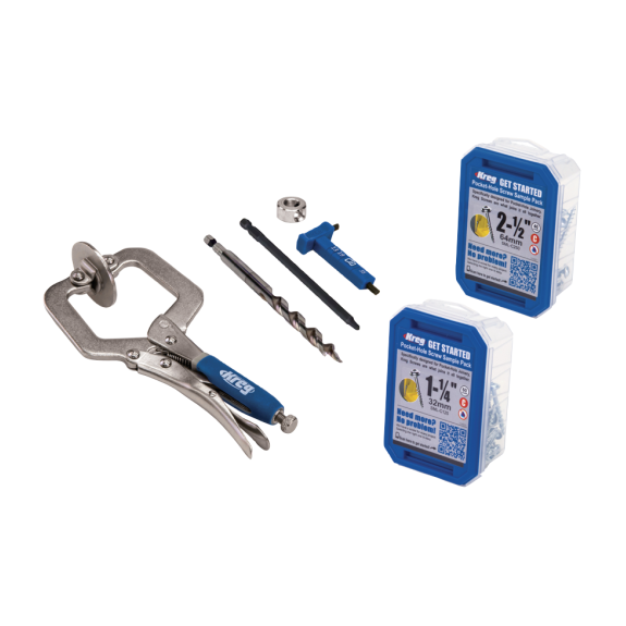 KREG Pocket Hole Jig 520 PRO Taschenloch Bohrschablone ( KPHJ520PRO ) + Stufenbohrer + Bit + Schrauben + Zwinge-Beschreibung lesen