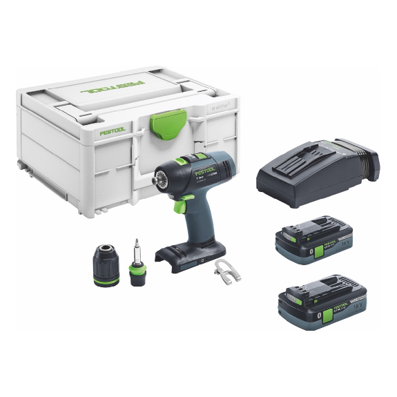 Festool T 18+3 HPC 4.0 I-Plus Perceuse-visseuse sans fil 18 V 50 Nm brushless (576446) + 2x Batteries rechargeables 4,0 Ah +-Leer más