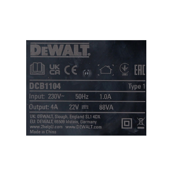 DeWalt DCB 1104 Schnellladegerät 12 V / 18 V 4 A für Li-Ion-Akkus-Beschreibung lesen