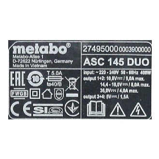Metabo ASC 145 DUO Schnellladegerät 12 - 36V-Beschreibung lesen