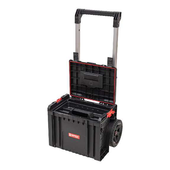 Qbrick System PRO Cart 2.0 Plus stapelbar 490 x 415 x 660 mm 29 l IP54 abnehmbarer doppelter Teleskopgriff-Beschreibung lesen