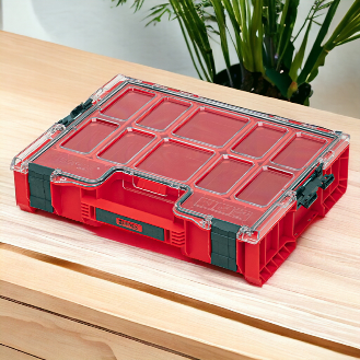Qbrick System PRO Organizer 300 ROT ULTRA HD stapelbar 452 x 358 x 110 mm 9 l IP54 mit 8 Einsätzen-Beschreibung lesen