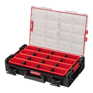 Qbrick System ONE Organizer XL 2.0 Long Bin stapelbar 582 x 387 x 131 mm 13,5 l IP66 mit 4 Einsätzen und 12 Trennwänden-Beschreibung lesen