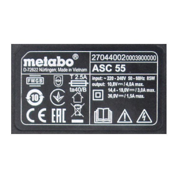 Metabo ASC 55 Ladegerät 12 - 36V-Beschreibung lesen