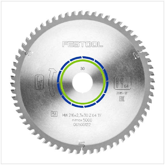 Festool Spezial Kreissägeblatt HW 216 x 30 x 2,3 mm TF64 216 mm 64 Zähne ( 500122 ) Festool Spezial Kreissägeblatt HW 216 x 30 x 2,3 mm TF64 216 mm 64 Zähne ( 500122 )-Beschreibung lesen