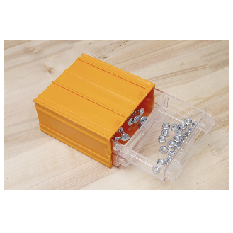 FORTE Tools K-31 Aufbewahrungsbox in 13,5x11,2x6 cm, Schubladenbox, Transparent, Kunststoff, mit 2 Schubladen, kombinierbar.-Beschreibung lesen