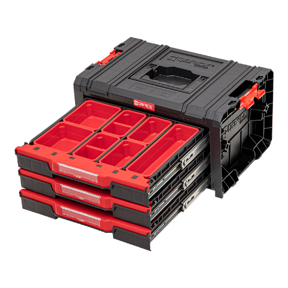 Qbrick System PRO Schublade 3 Werkzeugkasten 2.0 Expert stapelbar 450 x 310 x 244 mm 3x 4,5 l IP54 mit drei Schubladen 21 Einsätze-Beschreibung lesen