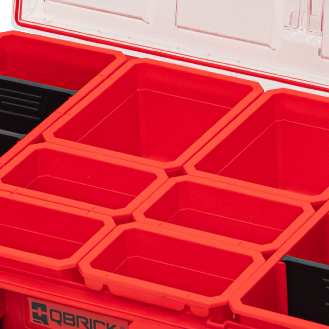 Qbrick System ONE Organizer XL 2.0 ROT ULTRA HD Custom 582 x 387 x 131 mm 13,5 l IP66 mit 8 Einsätzen und 6 Trennwänden-Beschreibung lesen