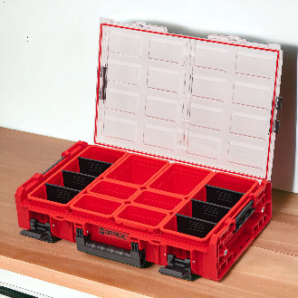 Qbrick System ONE Organizer XL 2.0 ROT ULTRA HD Custom 582 x 387 x 131 mm 13,5 l IP66 mit 8 Einsätzen und 6 Trennwänden-Beschreibung lesen