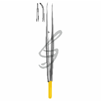Mikro Pinzette - 14cm, Gebogen-Beschreibung lesen