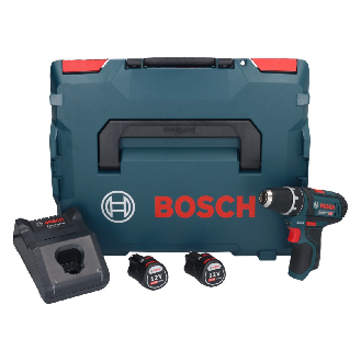 Bosch GSR 12V-15 Professional Akku-Bohrschrauber + 2x Akkus GBA 2,0 Ah + 1x Ladegerät GAL 1230 + L-Boxx Koffer-Beschreibung lesen