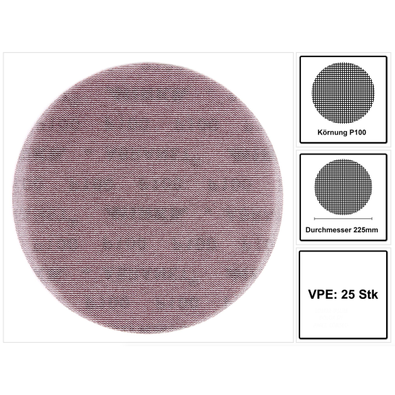 Mirka ABRANET Schleifscheiben Grip 225mm P100 25 Stk. ( 5422302510 )-Beschreibung lesen