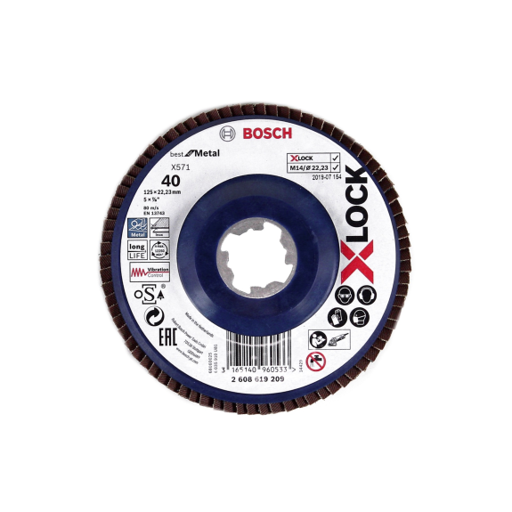 Bosch X571 X-LOCK Lamellenscheibe 125x22,23mm K40 - Best for Metal - Standardmodell (2608619209)-Beschreibung lesen