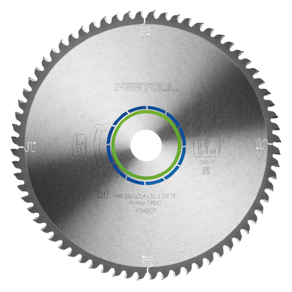 Festool Spezial Kreissägeblatt TF68 Alu Kunststoff 260 x 2,4 x 30 mm ( 494607 ) 260 mm 68 Zähne für KS 88 120-Beschreibung lesen
