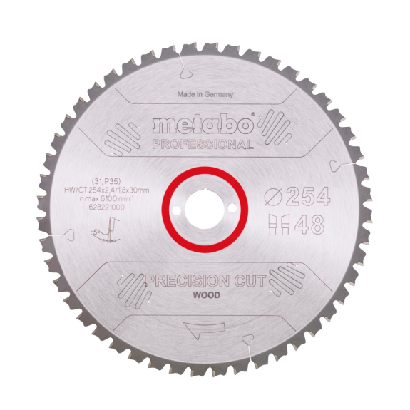 Metabo Precision Cut Wood - Professionelles Kreissägeblatt 254 x 30 mm Z48 (628221000) WZ 5 NEG-Beschreibung lesen