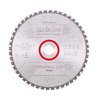 Metabo Precision Cut Wood - Professionelles Kreissägeblatt 254 x 30 mm Z48 (628221000) WZ 5 NEG-Beschreibung lesen