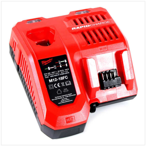 Milwaukee M12-18FC Schnell Ladegerät Universal für 12, 14 und 18 Volt Li-Ion Akkus ( 4932451079 / 4932451080 )-Beschreibung lesen