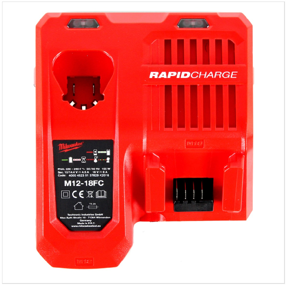 Milwaukee M12-18FC Schnell Ladegerät Universal für 12, 14 und 18 Volt Li-Ion Akkus ( 4932451079 / 4932451080 )-Beschreibung lesen