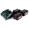 Metabo Basis-Set 3x Li-Power Akku 18 V 4,0 Ah CAS Li-Ion + Ladegerät ASC 55 (685049000)