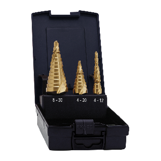 Exact Stufenbohrer Set 3 tlg. 4 - 30 mm ROTASTOP ( 07014 ) HSS TIN spiralgenutet-Beschreibung lesen
