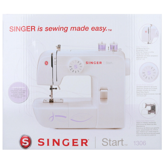 Singer Start 1306 Nähmaschine 70 Watt 750 U/min 4 mm Stichlänge / Stichbreite-Beschreibung lesen