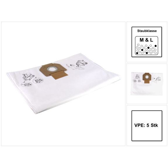 Mirka Fleece-Beutel Staubsaugerbeutel für Sauger 1230 und 1242 - 5 Stück ( 8999100211 )-Beschreibung lesen