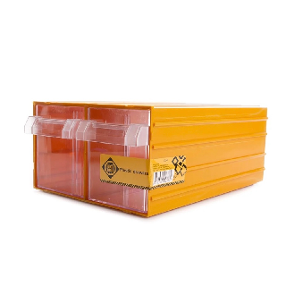 FORTE Tools K-56 Aufbewahrungsbox in 21,2x30,2x12,6 cm, Schubladenbox, Transparent, Kunststoff, mit 2 Schubladen.-Beschreibung lesen