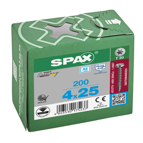 SPAX Pan-Head 4,0x 25 T-STAR+ A2 KP-Beschreibung lesen