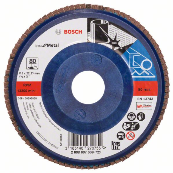 Bosch Faecherschleifscheibe X571, Best for Metal, 115mm, K80-Beschreibung lesen