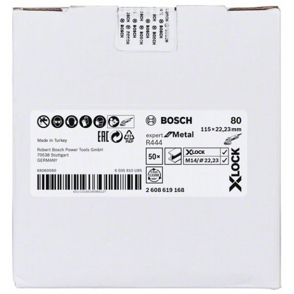 Bosch X-LOCK Fiberschleifscheibe, 115 mm, K 80, R444, Expert for Metal, 1 Stk.-Beschreibung lesen