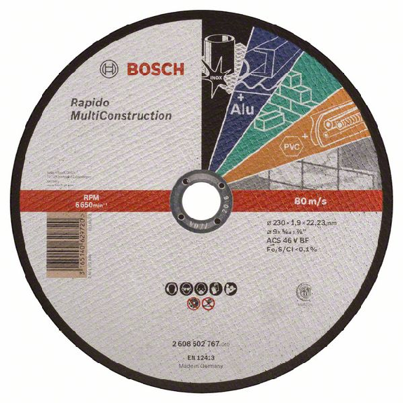 Bosch Trennscheibe gerade Rapido Multi Construction ACS 46 V BF, 230 mm, 1,9 mm-Beschreibung lesen