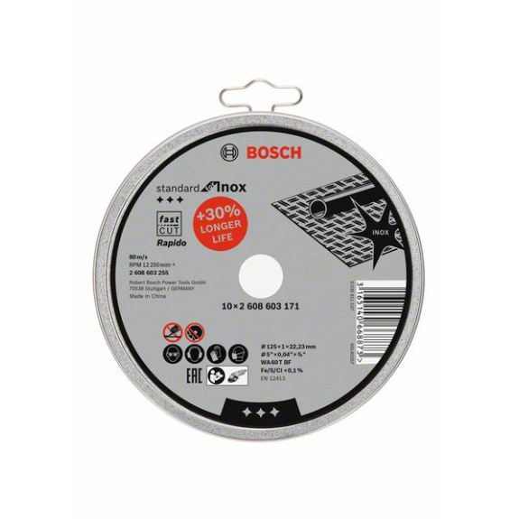 Bosch Trennscheibe gerade Standard for Inox - Rapido WA 60 T BF, 125 mm,-Beschreibung lesen