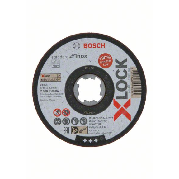 Bosch X-LOCK Standard pour Inox, 115 x 1,6 mm, T4-Leer más