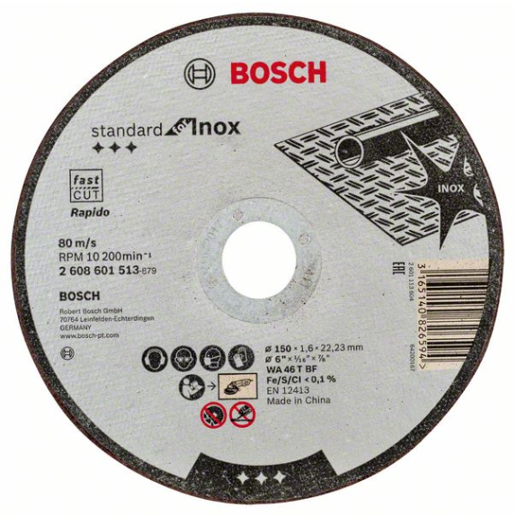Bosch Trennscheibe gerade Standard for Inox WA 46 T BF, 150 mm, 1,6 mm-Beschreibung lesen