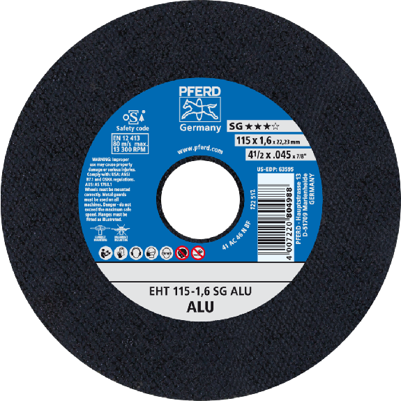 Pferd Trennscheibe EHT 115x1,6x22,23 mm gerade Leistungslinie SG ALU fr Alu-Beschreibung lesen
