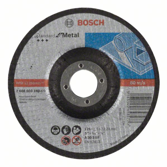 Bosch Trennscheibe gekrpft Standard for Metal A 30 S BF, 125 mm, 2,5 mm Bosch Trennscheibe gekrpft Standard for Metal A 30 S BF, 125 mm, 2,5 mm-Beschreibung lesen