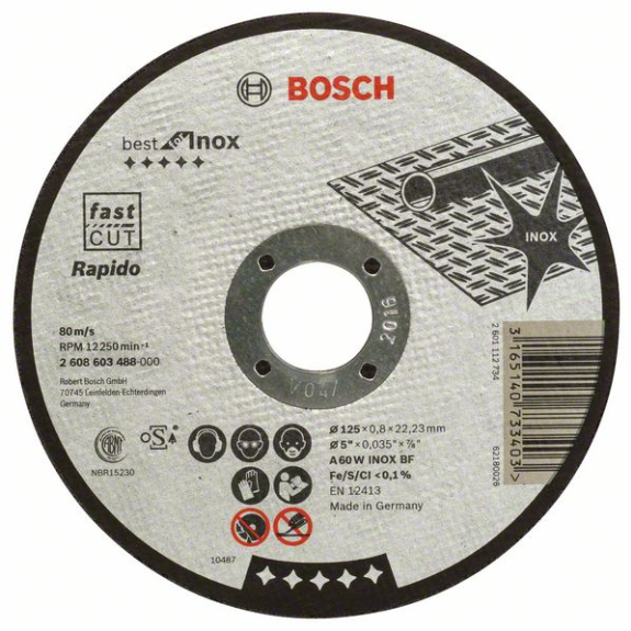 Bosch Trennscheibe gerade Best for Inox - Rapido A 60 W INOX BF, 125 mm, 0,8-Beschreibung lesen