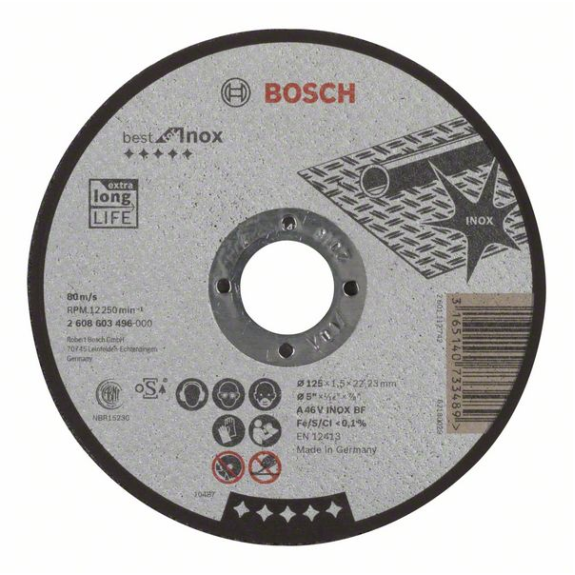 Bosch Trennscheibe gerade Best for Inox A 46 V INOX BF, 125 mm, 1,5 mm-Beschreibung lesen