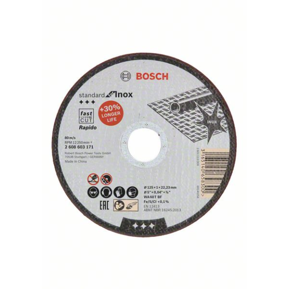 Bosch Trennscheibe gerade Standard for Inox - Rapido WA 60 T BF, 125 mm, 1,0 mm-Beschreibung lesen