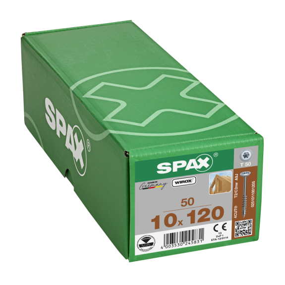 SPAX Tellerkopf T-Star Plus T50 Vollgewinde 4CUT WIROX 10x120mm (50)-Beschreibung lesen