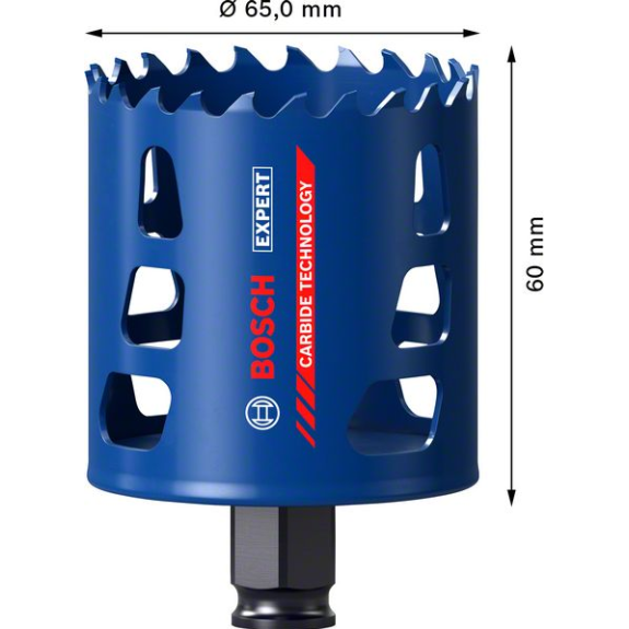 Bosch EXPERT Tough Material Lochsge, 65 x 60 mm. Fr Dreh- und Schlagbohrer-Beschreibung lesen