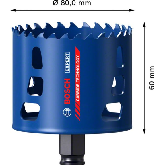 Bosch EXPERT Tough Material Lochsge, 80 x 60 mm. Fr Dreh- und Schlagbohrer-Beschreibung lesen