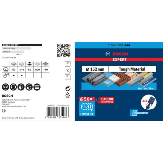 Bosch EXPERT Tough Material Lochsge, 152 x 60 mm. Fr Dreh- und Schlagbohrer-Beschreibung lesen