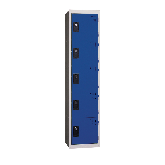 Vestiaires 5 cases x 1 colonne - En kit - Bleu - Largeur 30cm-Lire la description