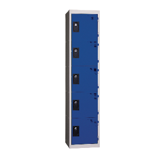 Vestiaires 5 cases x 1 colonne - En kit - Bleu - Largeur 30cm-Lire la description